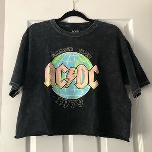 ACDC Summer Tour 1979 black acid wash crop top